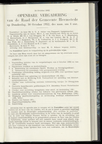 Raadsnotulen Heemstede 1952-10-30