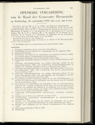 Raadsnotulen Heemstede 1959-09-24