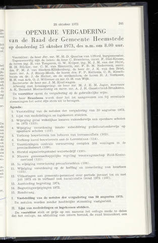 Raadsnotulen Heemstede 1973-10-25
