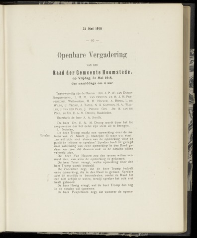 Raadsnotulen Heemstede 1918-05-31