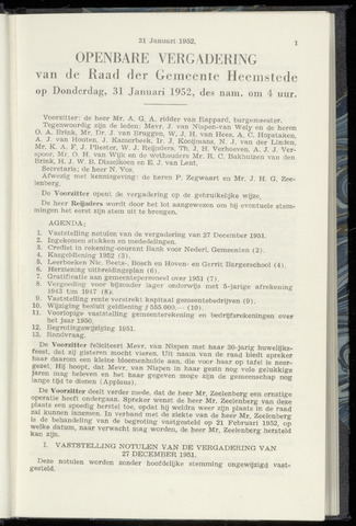 Raadsnotulen Heemstede 1952-01-31
