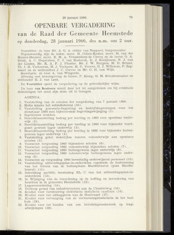 Raadsnotulen Heemstede 1960-01-28