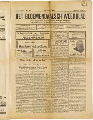 Het Bloemendaalsch Weekblad 1937-10-22
