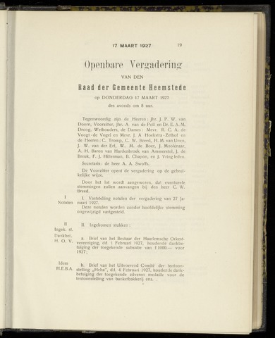 Raadsnotulen Heemstede 1927-03-17