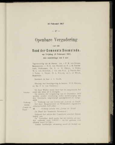 Raadsnotulen Heemstede 1917-02-16