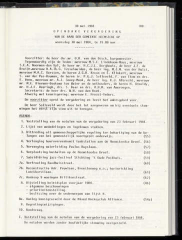 Raadsnotulen Heemstede 1984-05-30