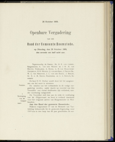 Raadsnotulen Heemstede 1909-10-26