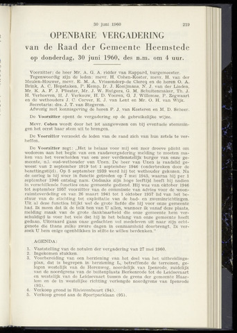 Raadsnotulen Heemstede 1960-06-30
