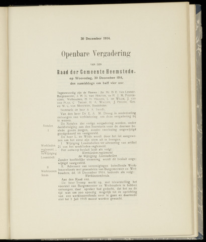 Raadsnotulen Heemstede 1914-12-30