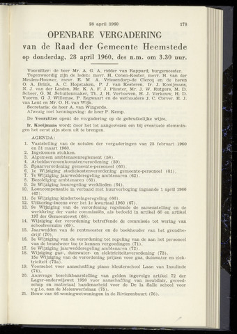 Raadsnotulen Heemstede 1960-04-28