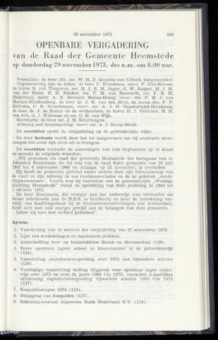 Raadsnotulen Heemstede 1973-11-29