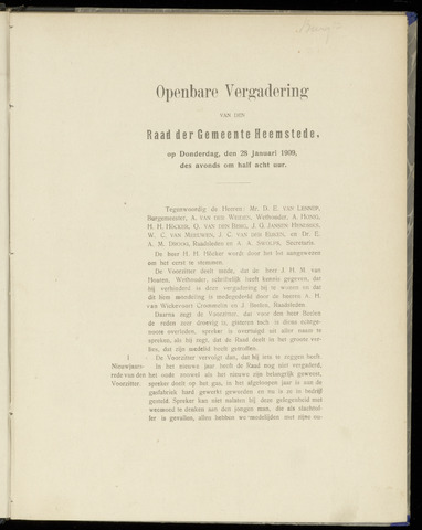 Raadsnotulen Heemstede 1909-01-28