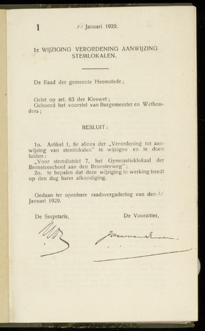 Raadsnotulen Heemstede 1929-01-31