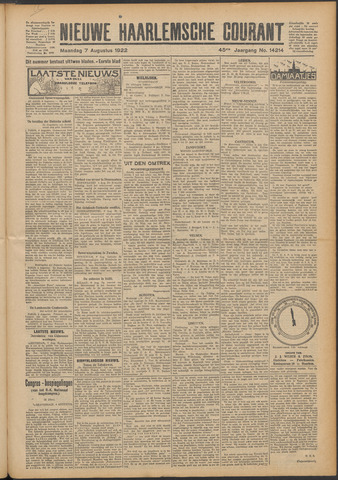Nieuwe Haarlemsche Courant 1922-08-07