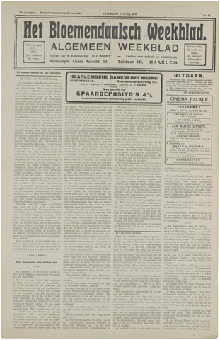 Het Bloemendaalsch Weekblad 1919-04-05