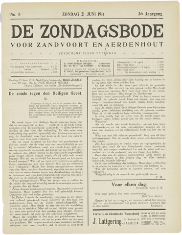 De Zondagsbode voor Zandvoort en Aerdenhout 1914-06-21