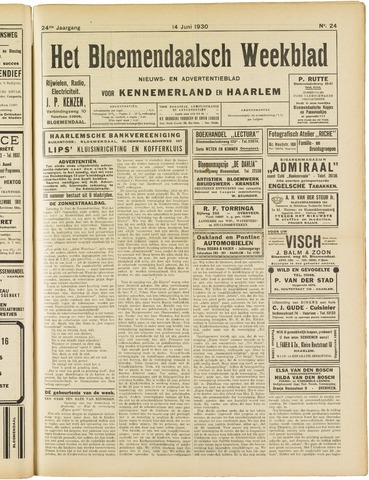 Het Bloemendaalsch Weekblad 1930-06-14