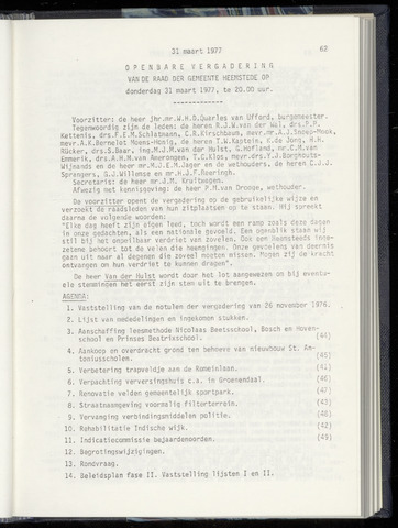Raadsnotulen Heemstede 1977-03-31