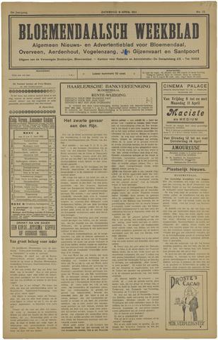 Het Bloemendaalsch Weekblad 1921-04-09