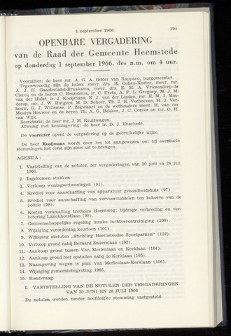 Raadsnotulen Heemstede 1966-09-01
