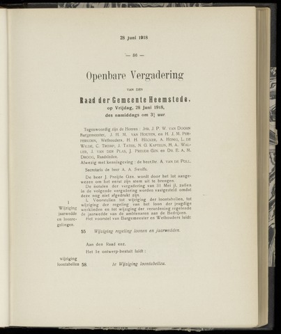 Raadsnotulen Heemstede 1918-06-28
