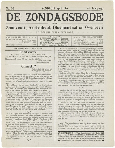 De Zondagsbode voor Zandvoort en Aerdenhout 1916-04-09