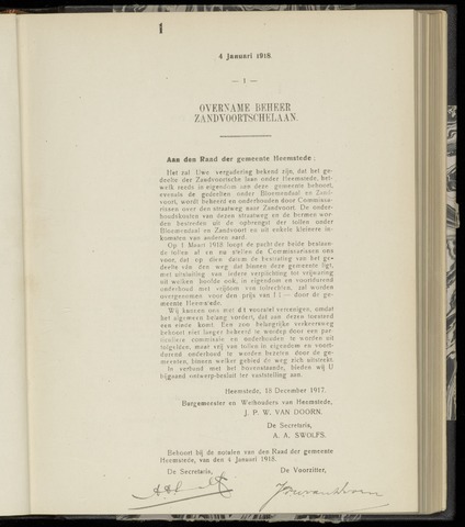 Raadsnotulen Heemstede 1918-01-04