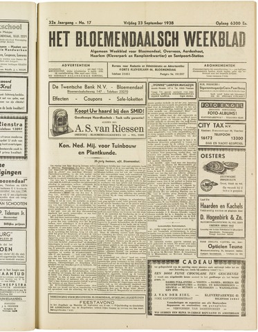 Het Bloemendaalsch Weekblad 1938-09-23