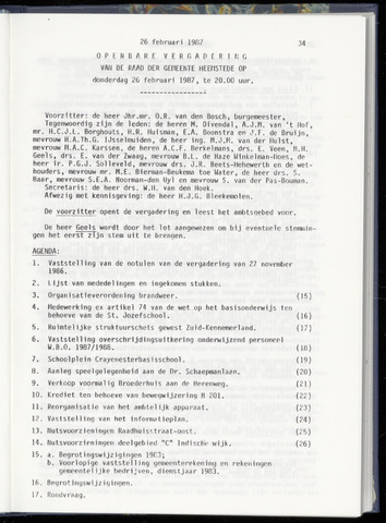 Raadsnotulen Heemstede 1987-02-26