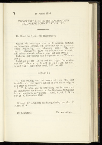 Raadsnotulen Heemstede 1933-03-16