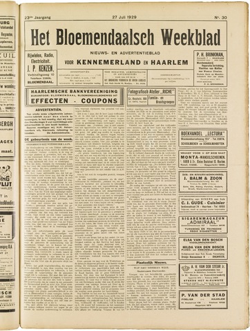 Het Bloemendaalsch Weekblad 1929-07-27