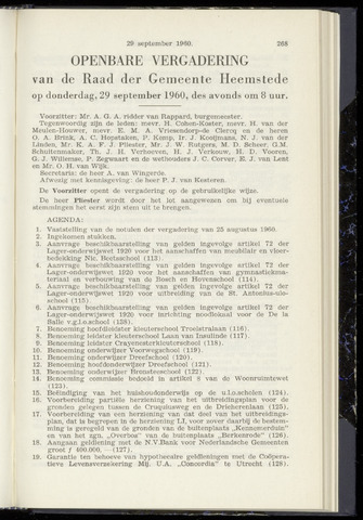 Raadsnotulen Heemstede 1960-09-29