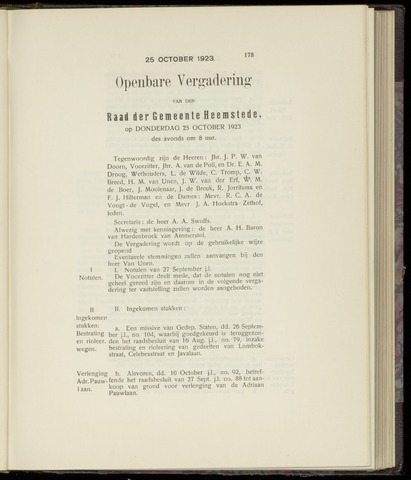 Raadsnotulen Heemstede 1923-10-25