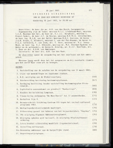 Raadsnotulen Heemstede 1983-06-30