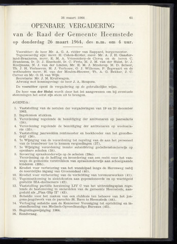 Raadsnotulen Heemstede 1964-03-26