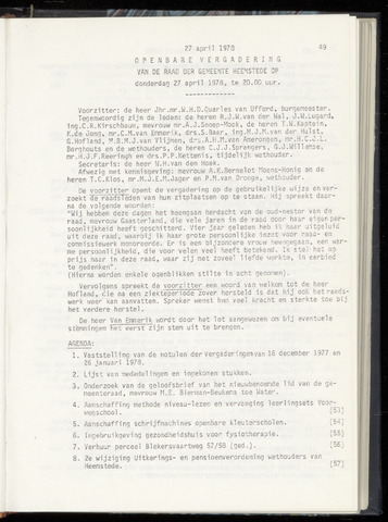 Raadsnotulen Heemstede 1978-04-27
