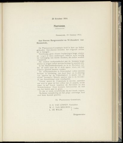 Raadsnotulen Heemstede 1914-10-29