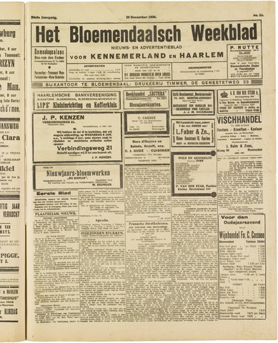 Het Bloemendaalsch Weekblad 1930-12-30