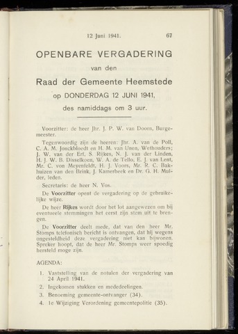 Raadsnotulen Heemstede 1941-06-12