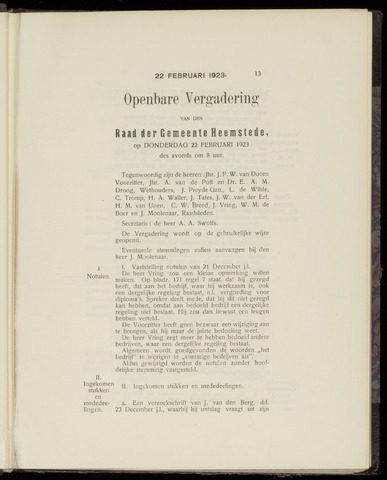 Raadsnotulen Heemstede 1923-02-22