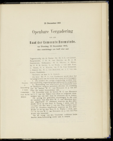 Raadsnotulen Heemstede 1913-12-23