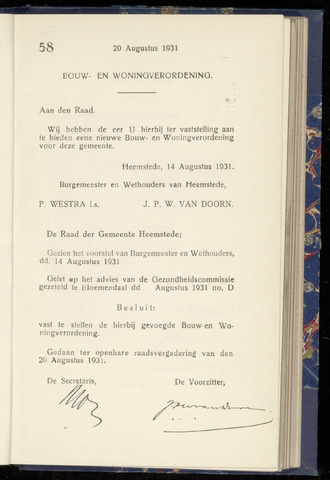 Raadsnotulen Heemstede 1931-08-20