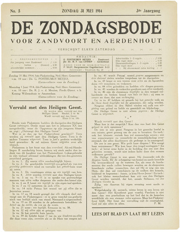 De Zondagsbode voor Zandvoort en Aerdenhout 1914-05-31