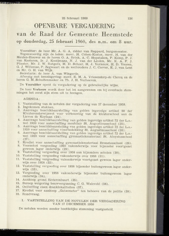 Raadsnotulen Heemstede 1960-02-25