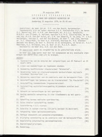 Raadsnotulen Heemstede 1979-08-30