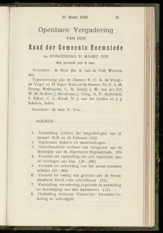 Raadsnotulen Heemstede 1929-03-21