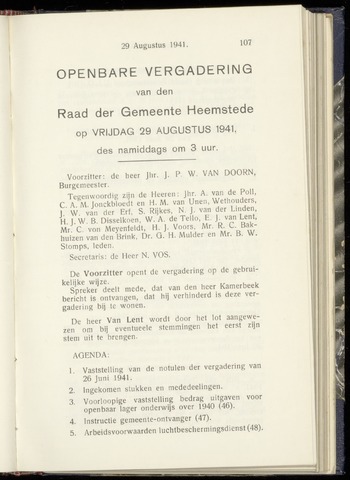 Raadsnotulen Heemstede 1941-08-29