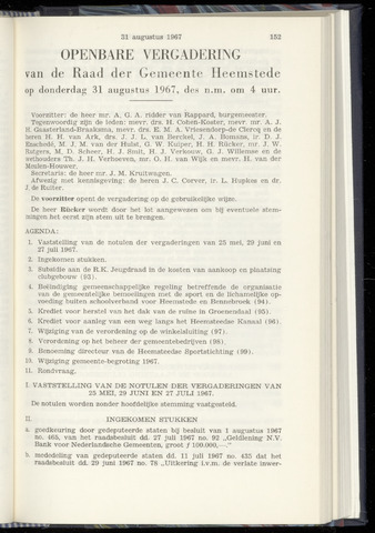 Raadsnotulen Heemstede 1967-08-31