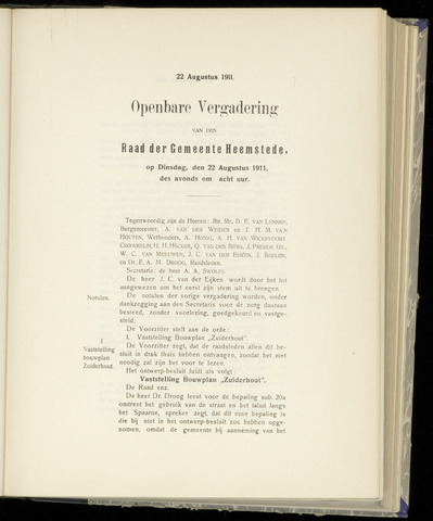Raadsnotulen Heemstede 1911-08-22