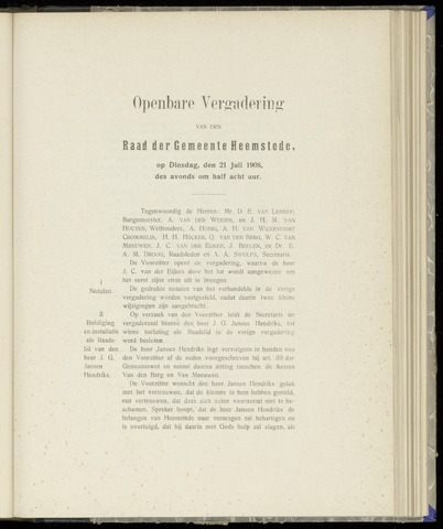 Raadsnotulen Heemstede 1908-07-21